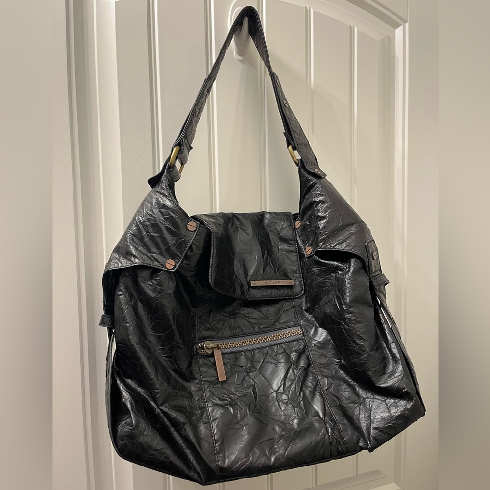 Matt & Nat Black Vegan Leather Hobo Tote